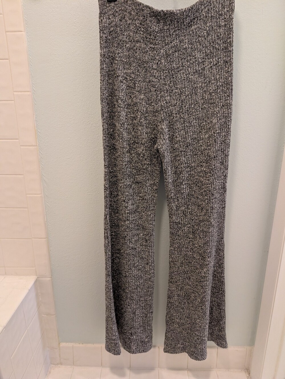 Forever -21 Cozy Ribbed Knit Wide-Leg Pants - Gray